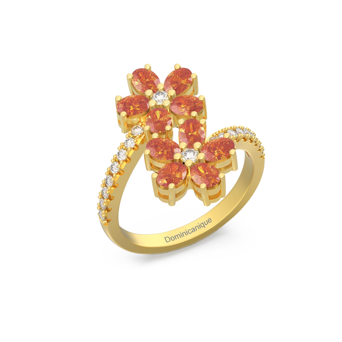 "Twin Flowers" Ring with 2.25ct Dominicanique