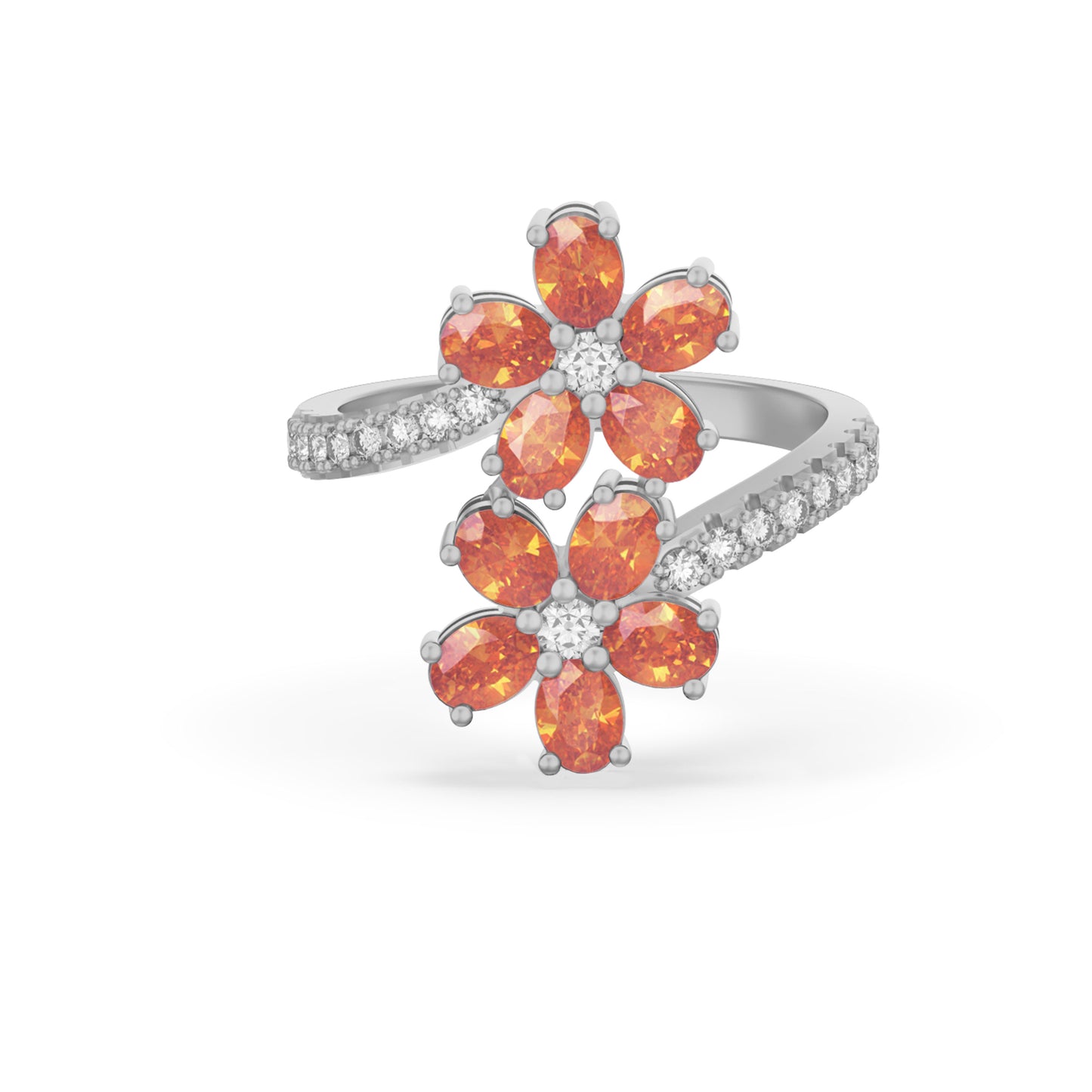 "Twin Flowers" Ring with 2.25ct Dominicanique