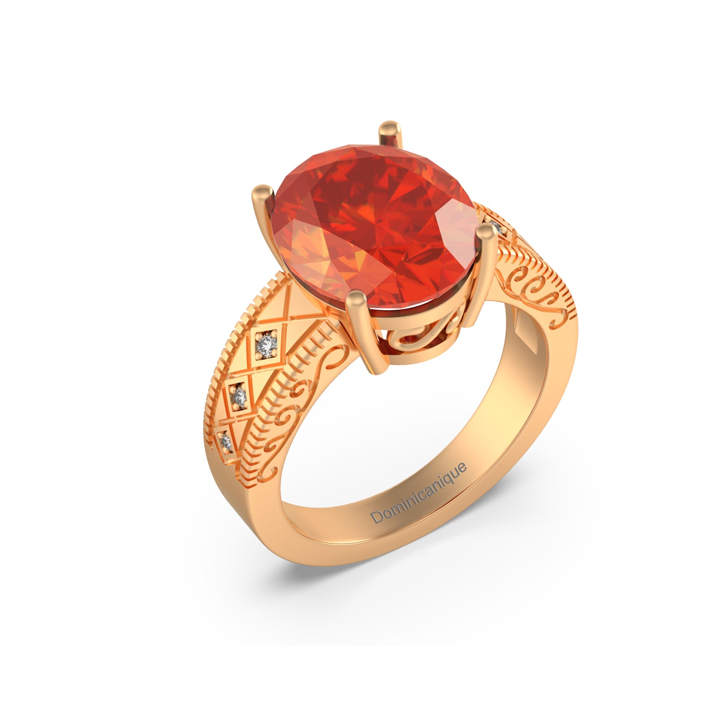 "Sunset of Shimmer” Ring with stunning 2.54ct Dominicanique