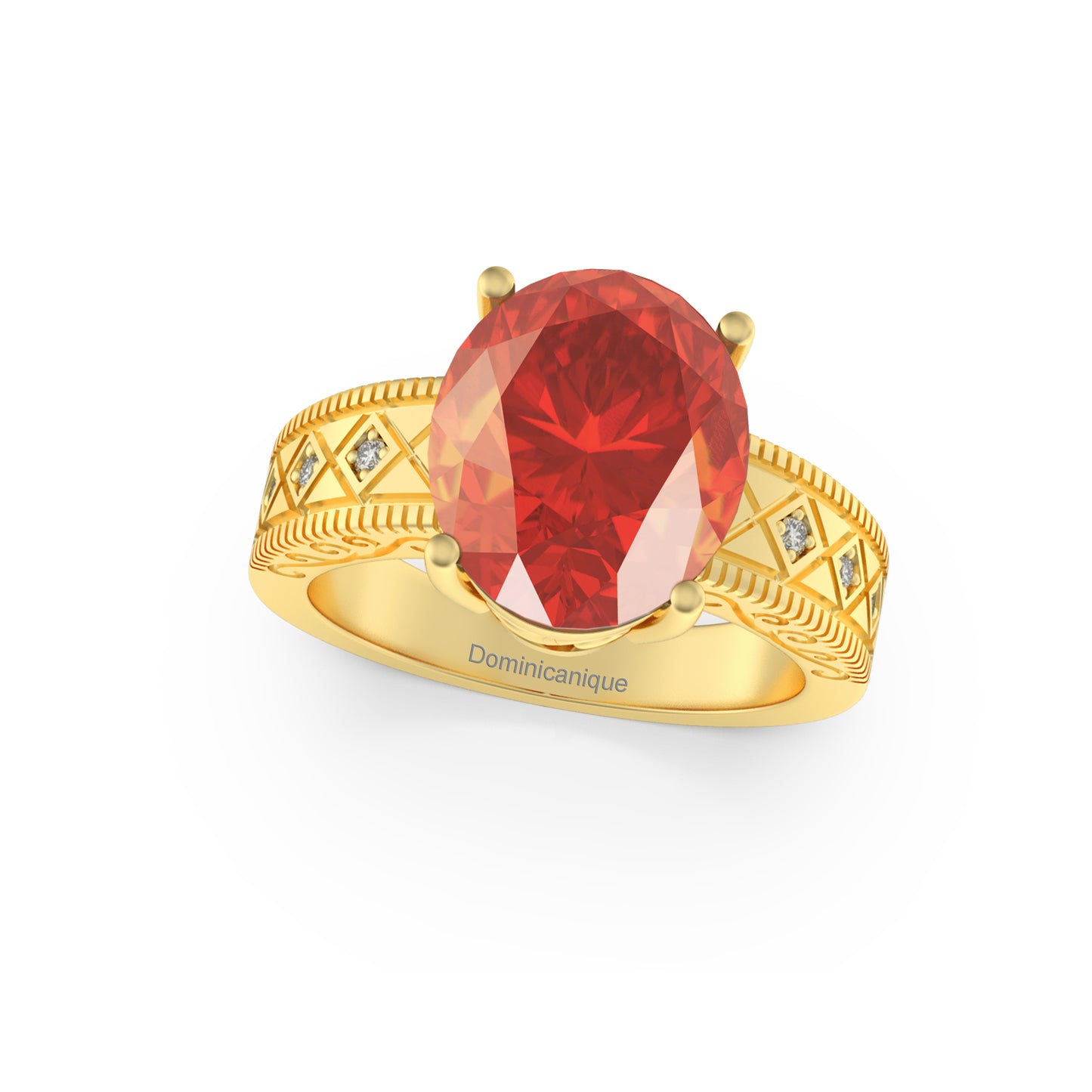 "Sunset of Shimmer” Ring with stunning 2.54ct Dominicanique