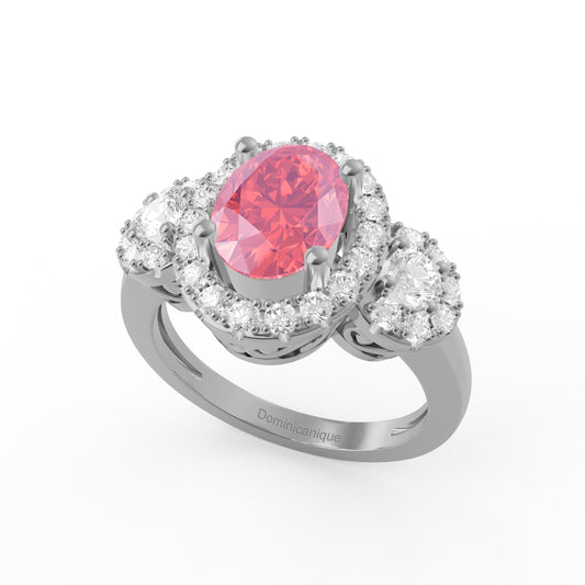 “Halo of Love” Ring featured with a stunning 1.35ct Oval Dominicanique